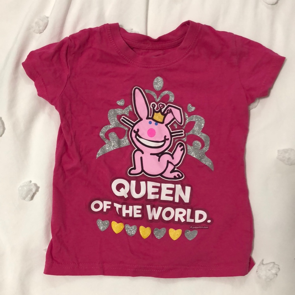 4T “ queen of the world” happy bunny tee